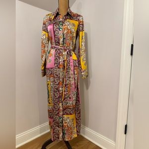 Mango printed satin shirt dress- Size M